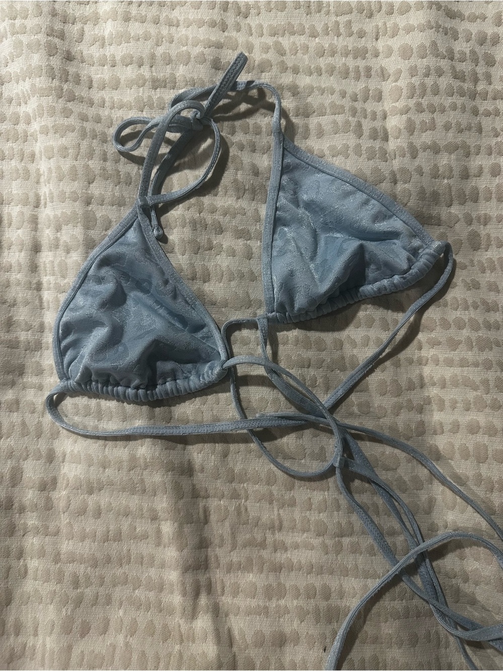 PacSun Kylie & Kendall: Baby Blue Leopard Print String Triangle Bikini Top